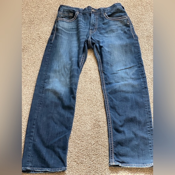 Men’s 33x32 Silver Jeans Hunter Relaxed Straight Leg Jeans Dark Wash $114 Retail - Picture 12 of 13